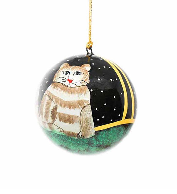 Handpainted Ornament Fat Cat